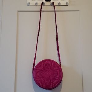 Brand new Hot pink circular rattan bag